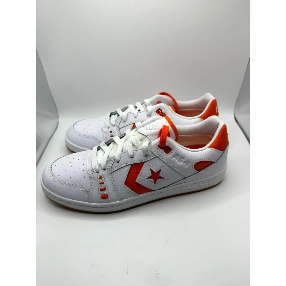 Converse AS-1 Pro A08130C Mens 9.5 Sneaker White Orange Leather Skateboard Shoes